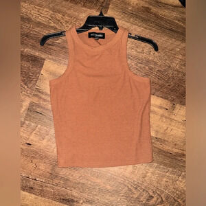 Kittenish Camel Brown Crewneck Racerback Tank medium